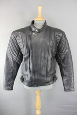 KLASSISCHE SCHWARZE LEDER BIKER JACKE 38 INCH