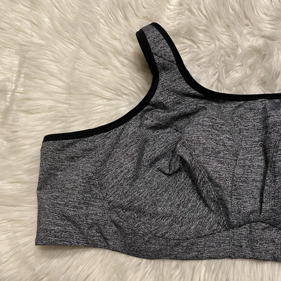 Sujetador deportivo Goddess 46D gris copa suave cierre trasero inalámbrico 6913 Foto 3 de 4