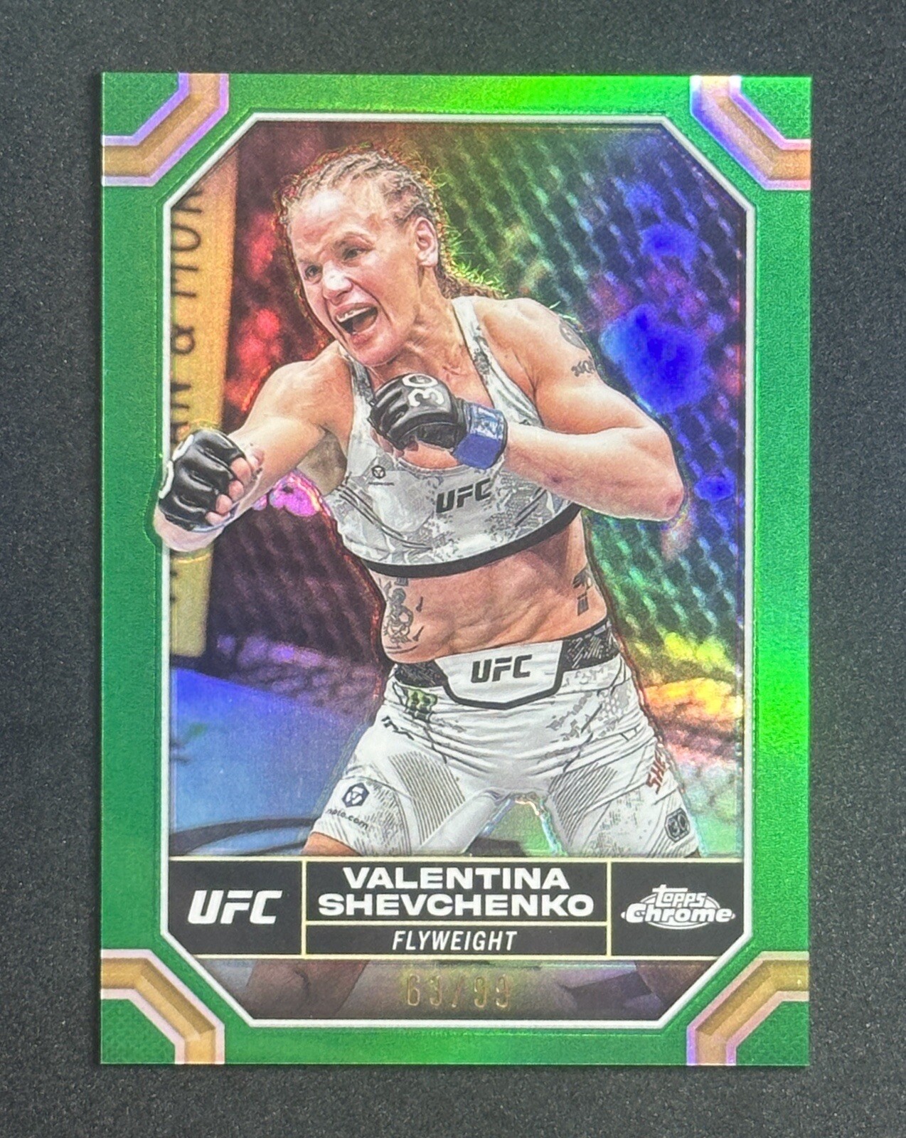 2024 Topps Chrome UFC VALENTINA SHEVCHENKO GREEN REFRACTOR PARALLEL /99