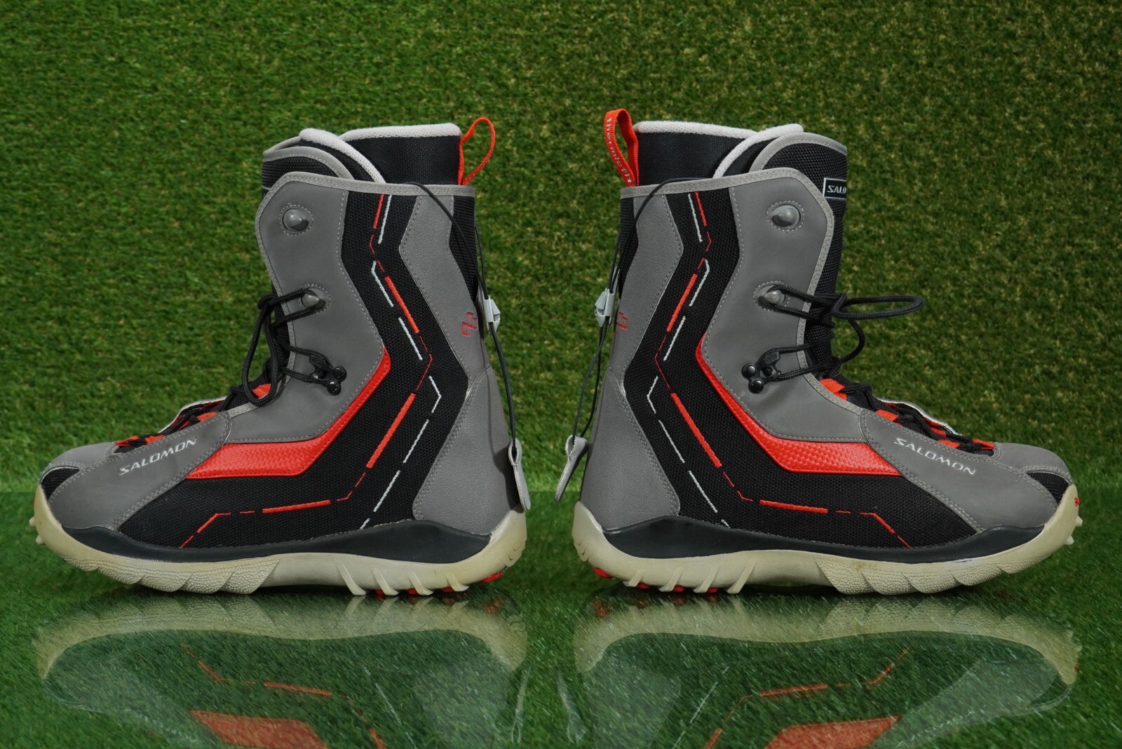 STIVALI DA SNOWBOARD INVERNALI SALOMON SYMBIO GRIGIO NERO ROSSO US 12 EU 46 1 3 ~ BELLI!!