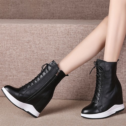 Big Size Fashion Sneakers Womens Leather Wedges High Heels Pumps Plus Size Shoes - Picture 9 of 22