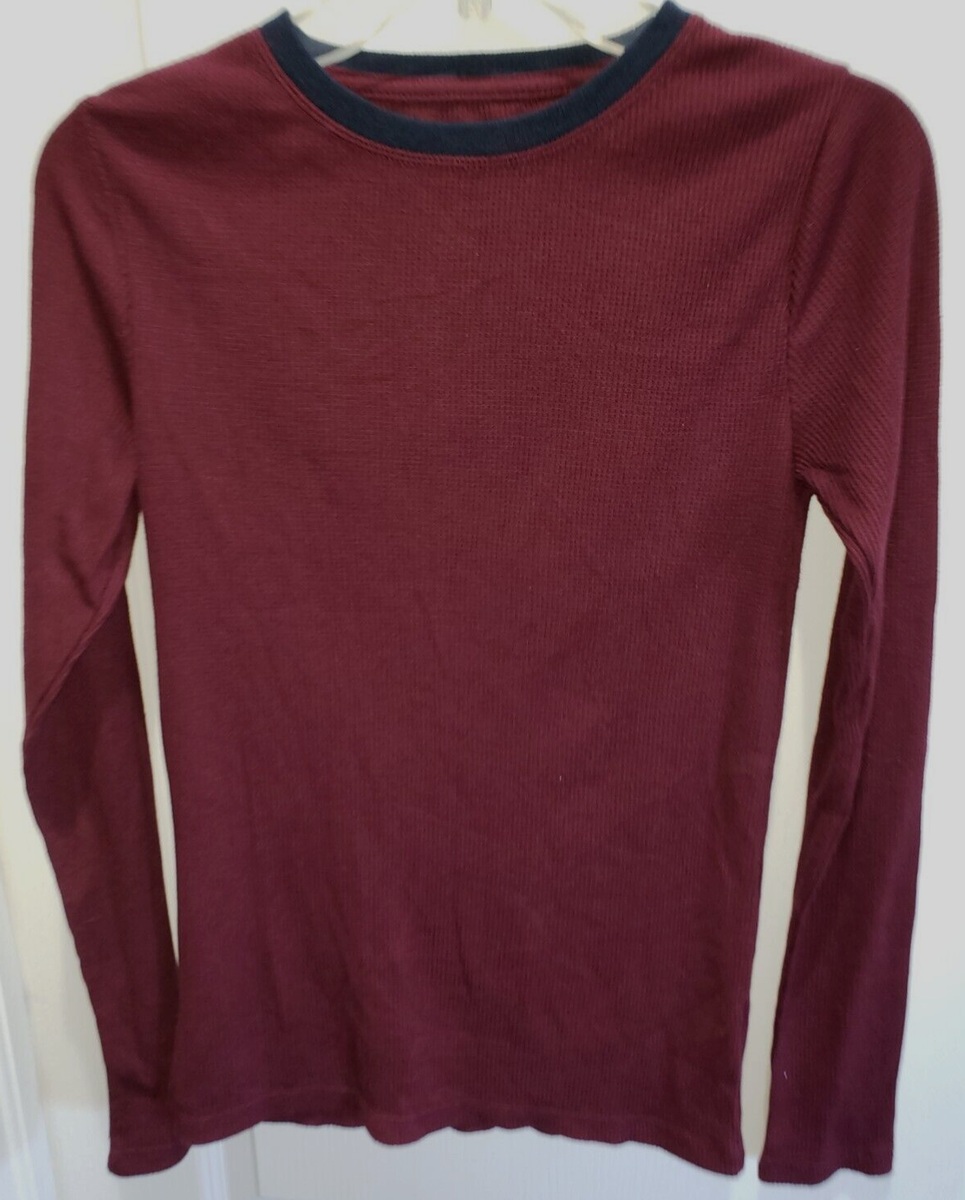 mens XS BURGUNDY NEW NWT THERMAL SHIRT TOP long sleeve WINTER WEAR