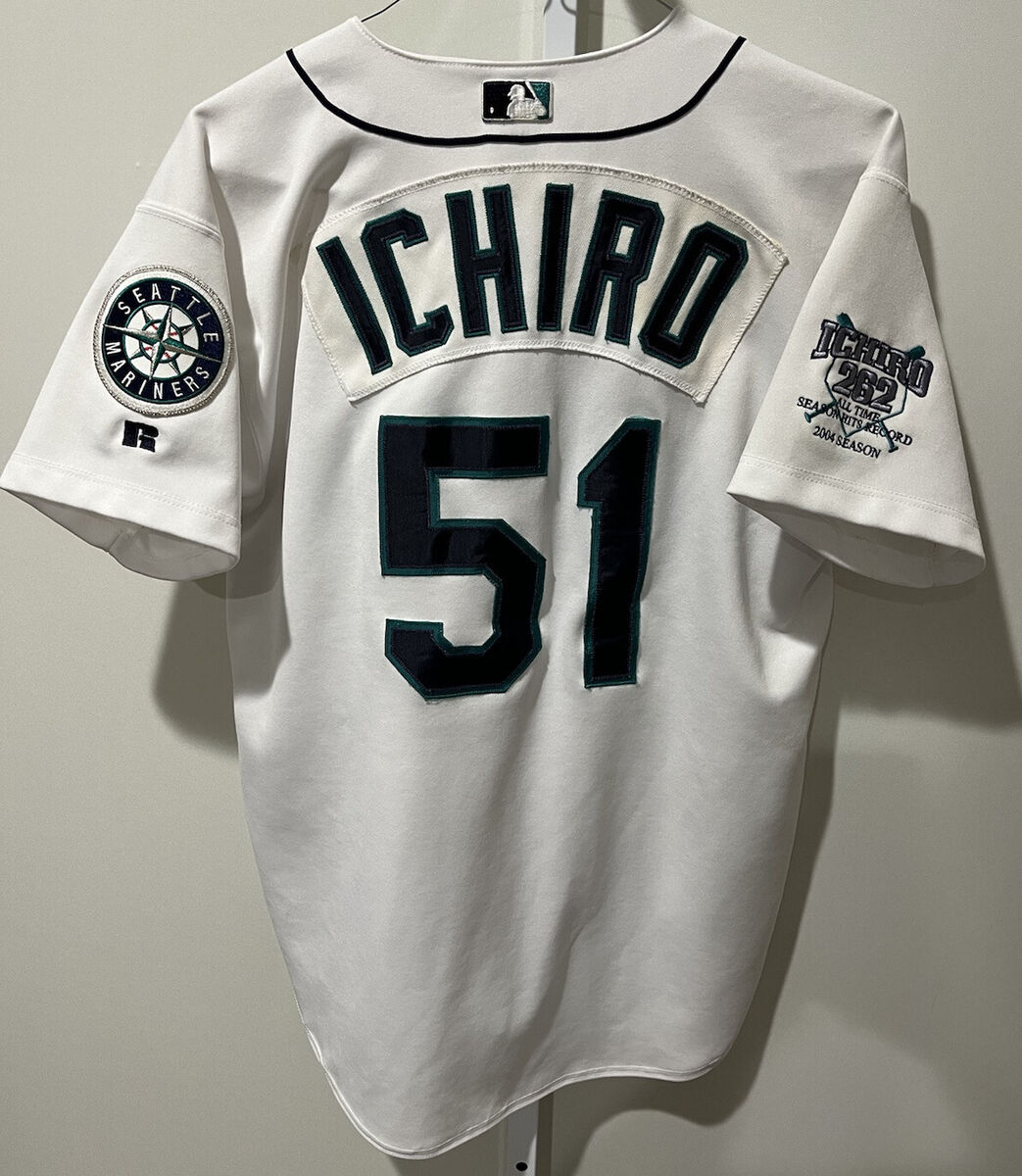 Authentic Russell Athletic Ichiro Suzuki 2004 Mariners Hit Authentic Russell Athletic Ichiro Suzuki 2004 Mariners Hit