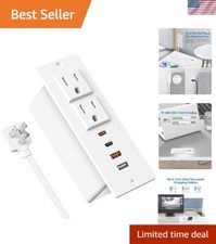 Ultra Thin Flat Plug Power Strip with 2 Outlets and 4 USB Ports   6ft Cord
