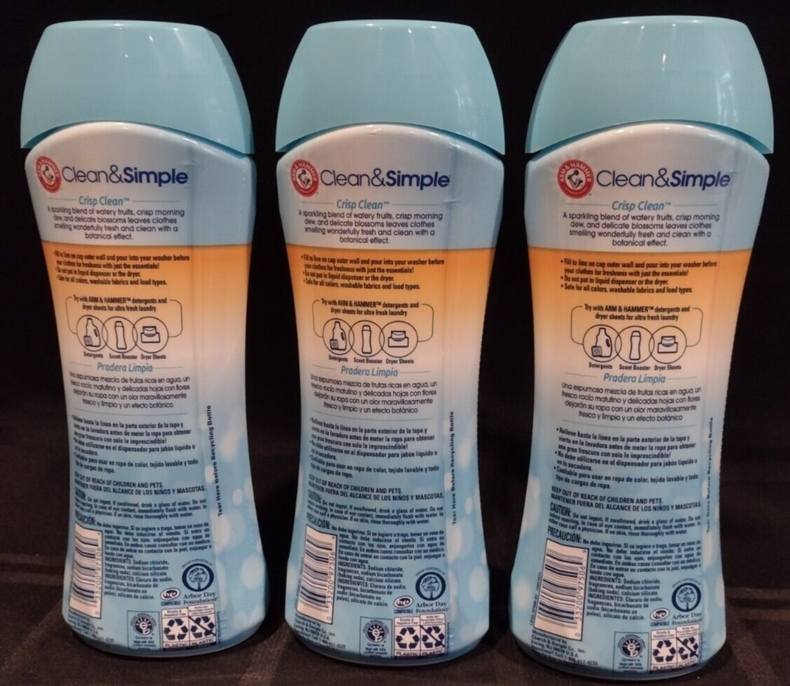 Arm & Hammer Laundry Scent Booster Beads - Crisp Clean, 18 oz Each (Pack of 3)