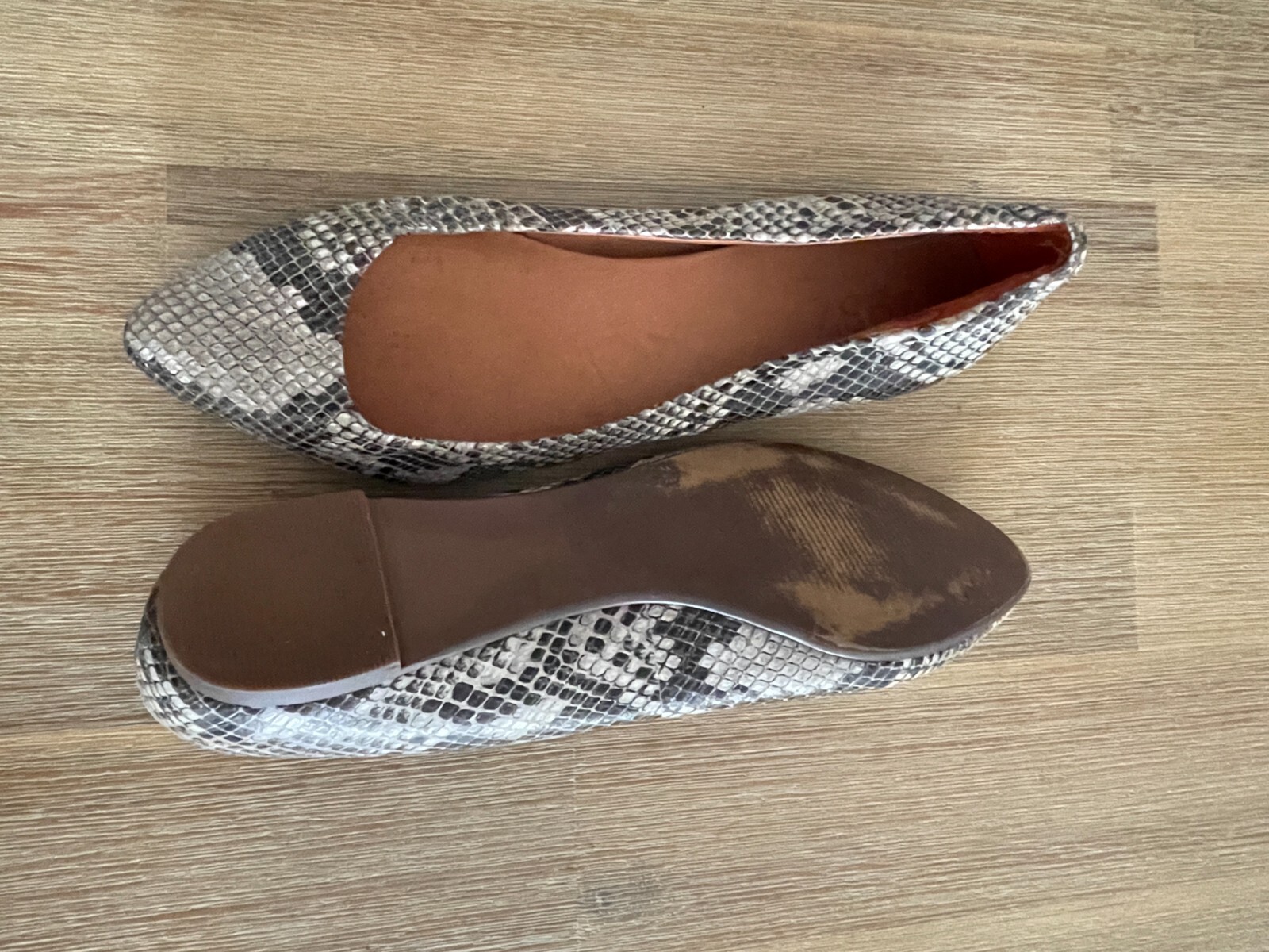 Madewell Snake Python Pointy Toe Grey Leather Fla… - image 2