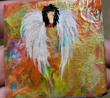 Angel of Mercy on Ceramic Tile Magnet Art by Rain Crow