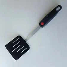 Black Slotted Spatula Flipper Black Handle 12-Inch Long