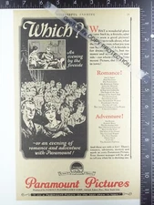 1927 ADVERTISING for Paramount Pictures theatre studio New York NY