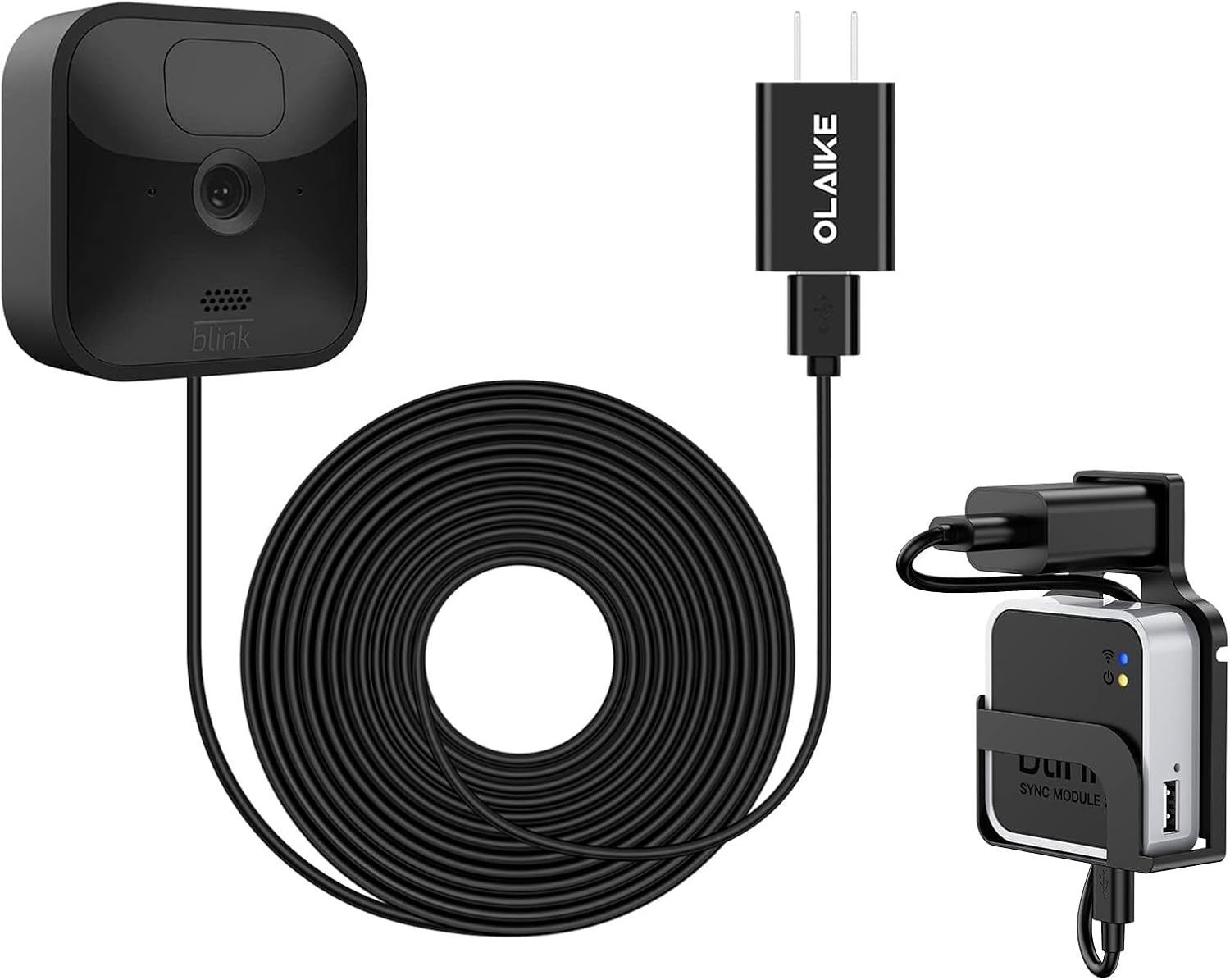 OLAIKE Wall Mount Bundle for Blink Sync Module 2 with Short Cable,16Ft/5 M Power-image
