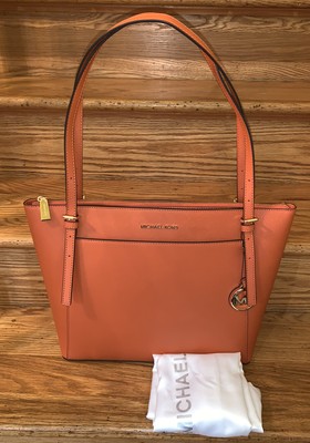 kors tote michael leather burnt ew voyager orange