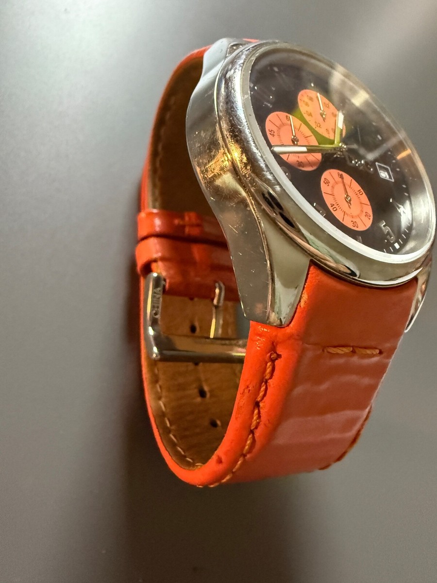 D&G Watch Orange Limited Chronograph Genuine Leather Handmade | eBay