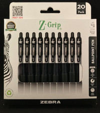 Zebra - Z-Grip - Ballpoint Pens - 1.0 mm Medium Point - Black Ink - Pack of 20