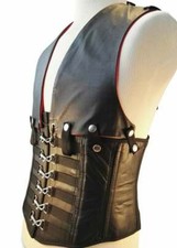 Mens Leather Corset with Waistcoat Panels