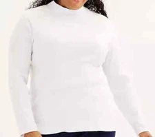 Croft & Barrow Size 3X White mock neck knit top, long sleeve, NWT
