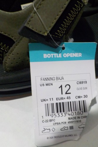REEF FANNING BAJA Men's Sandal BOTTLE OPENER sz 12 OLIVE GUM (NWT***L@@K) - Picture 12 of 16