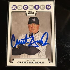 Clint Hurdle Signed 2008 Topps Card Auto Colorado Rockies Autographed #218