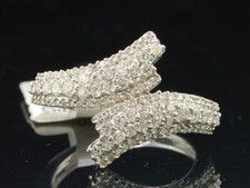 Diamond Split Shank Designer Ring 14K White Gold Round Cut Cocktail Band .81 Ct