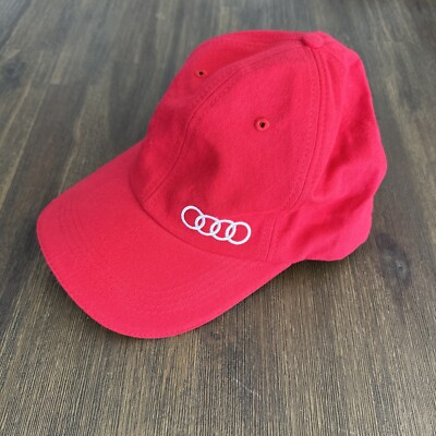 Genuine OEM Audi Logo Embroidered Ball Cap Hat - Red