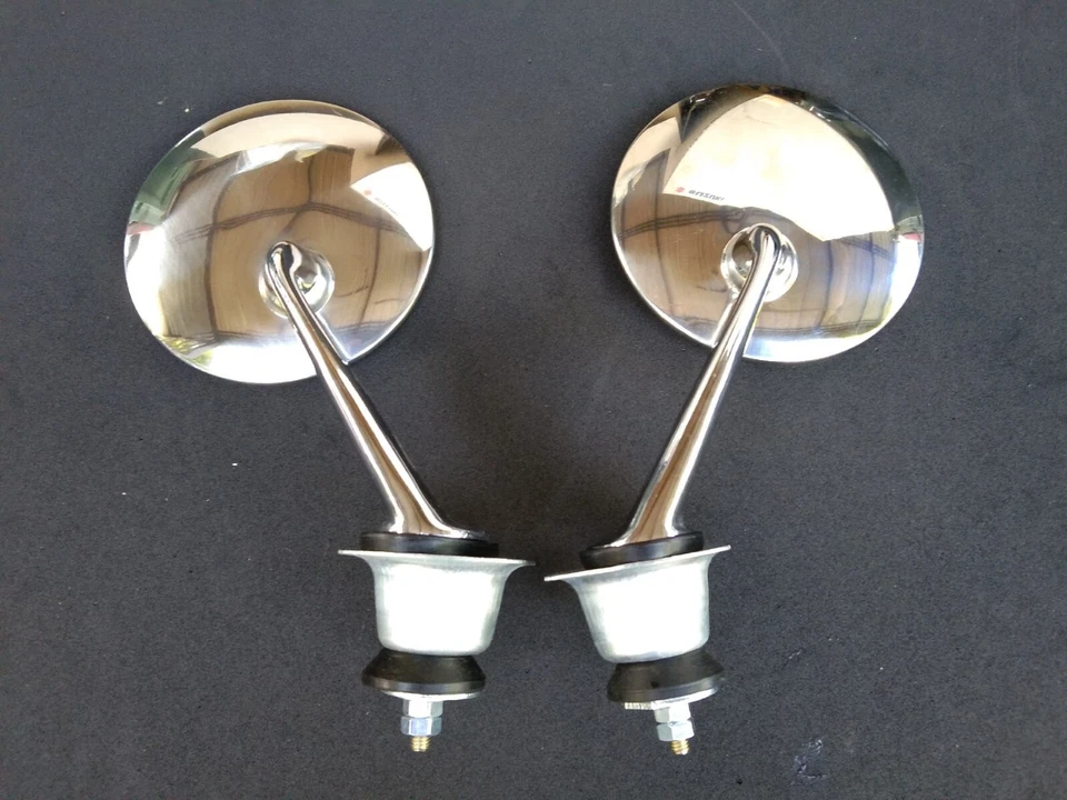 Round chrome side mirror, original style,fit for Datsun 320 520 521 620 set L&R Foto 3 de 3