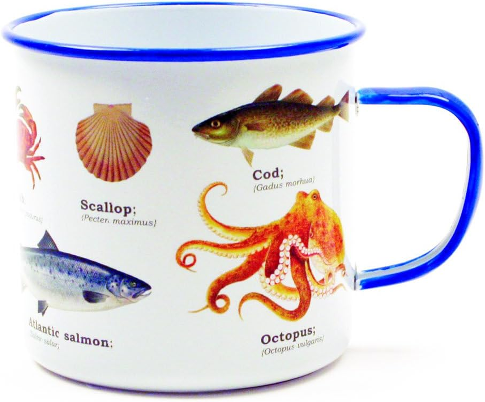 450ml Multicolor Sea Life Enamel Mug for Nature Lovers