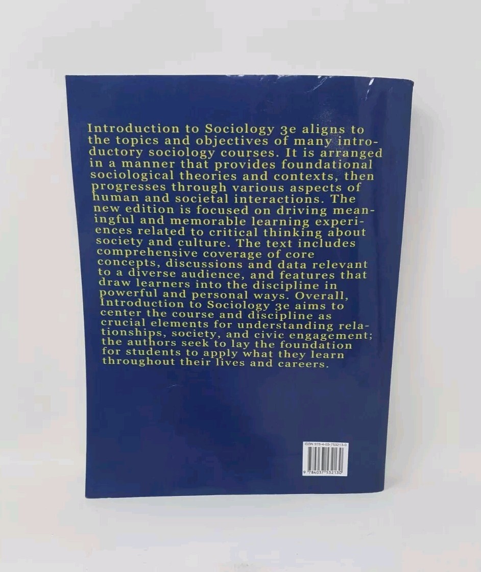 Introduction to Sociology 3e by Openstax Paperback | eBay
