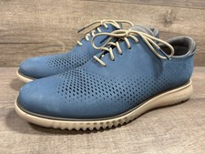 Cole Haan 2 Zerogrand Laser Wing Oxford Shoes Blue Leather Mens Size 8.5 M