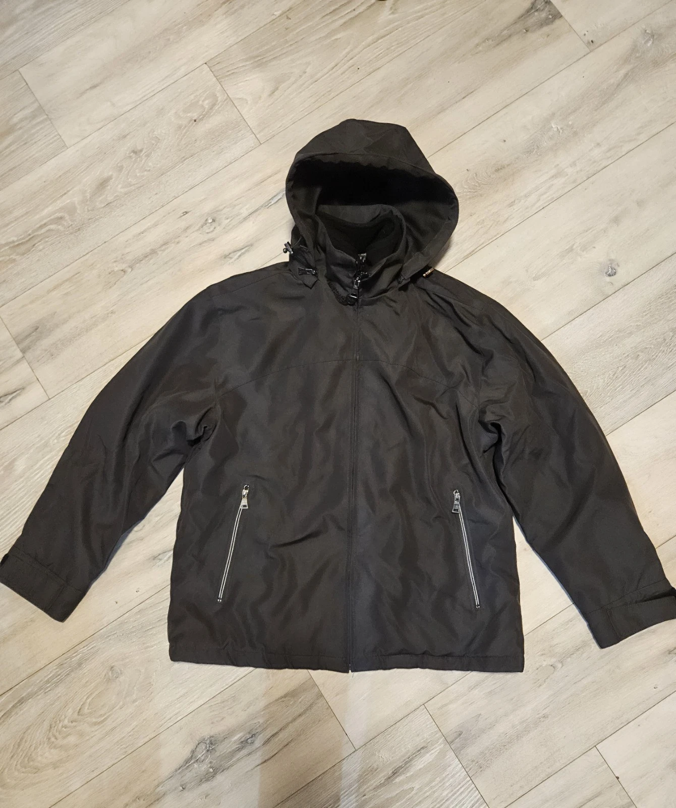 Weatherproof Softshell Coat Men's L Black Lined Double Zip Hooded Winter Jacket