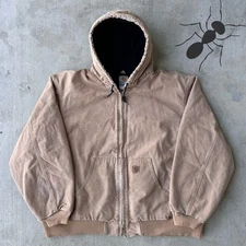 Vintage Y2K Carhartt J130 SDL brown hooded work wear jacket