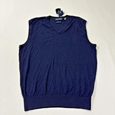 New Polo Golf Ralph Lauren Sweater Vest Men  s Medium Navy Blue Fit Pima Cotton