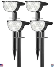 Waterproof Solar Spot Lights - 76 LEDs, 3 Modes, Cool White - 4 Pack for Garden
