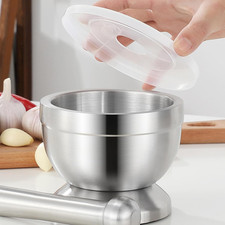 Mortar and Pestle Sets 18/8 Brushed Stainless Steel Spice Grinder Pill Crusher
