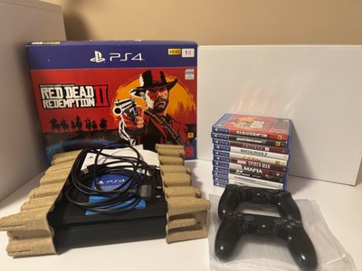 PS4 Slim 1TB RDR2 Bundle + 2 Controller + 11 Spiele + OVP