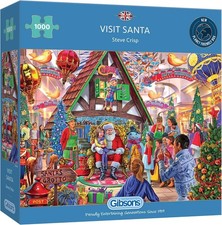 Image of Gibsons Visit Santa 1000 Piece Premium Jigsaw Puzzle Christmas Xmas Gift - New