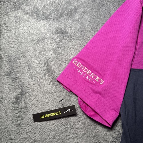 NWT Nike Golf Men’s Dri Fit Short Sleeve Golf Shirt Pink/Grey SZ L Hendricks Gin - Picture 4 of 19