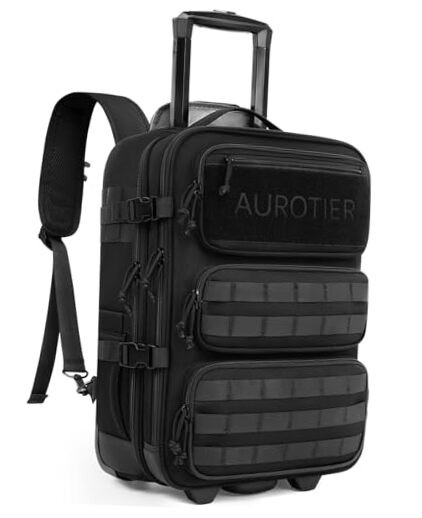 17-Inch Wheeled Tactical Laptop Backpack Military-Grade Black