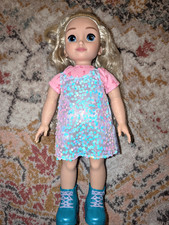 Disney ILY 4Ever 18" Blonde Hair Blue Eyes Play Doll Sequin Dress  Blue Shoes