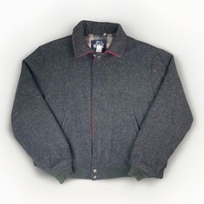 Vintage Woolrich Bomber Hunting Jacket Plaid Lined Coat Size XL Wool Gray