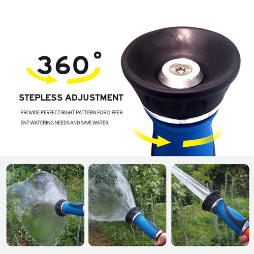SUNIFIER METAL GARDEN HOSE 50 FT HOSE NOZZLE - STAINLESS STEEL/BLACK