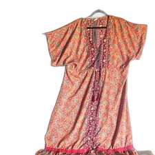 Boemo Anthro / Boho Pink Paisley Hippy Maxi Dress Sz L