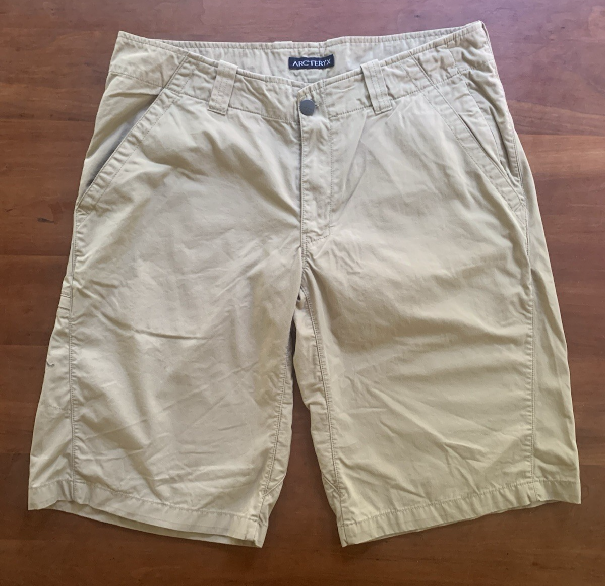 NUOVO Arc'teryx pantaloncino uomo kaki utility 32" vita misto cotone nylon 12" cuciture interne