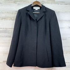 Jones New York Womens Black 100 Worsted Wool Blazer Jacket Size 6 Made in USA