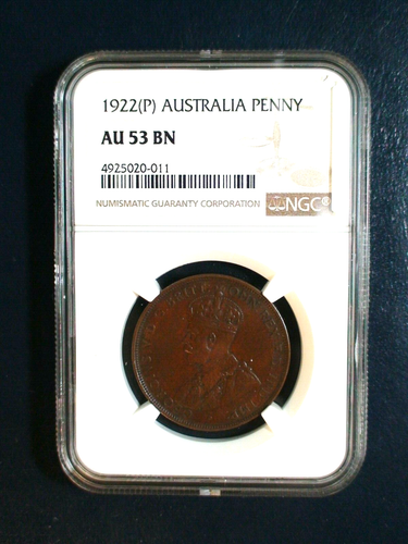 1922 P AUSTRALIA PENNY NGC AU53 BN BETTER DATE 1P Coin PRICED TO SELL! - Picture 1 of 4