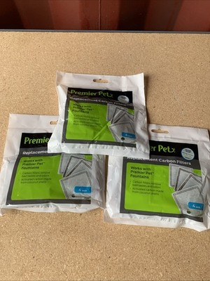 Premier Pet Fountain Replacement Carbon Filter 12 Filters Lot of 3-4Pack Dog Cat