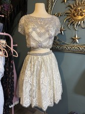 Sherri Hill Prom Dress Size 8 Style 50818 Silver White Fairy Beaded Formal Gown