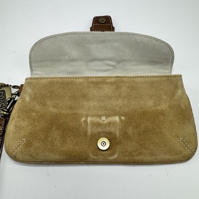 COACH SOHO Suede Signature Wristlet Studded Buckle Flap With