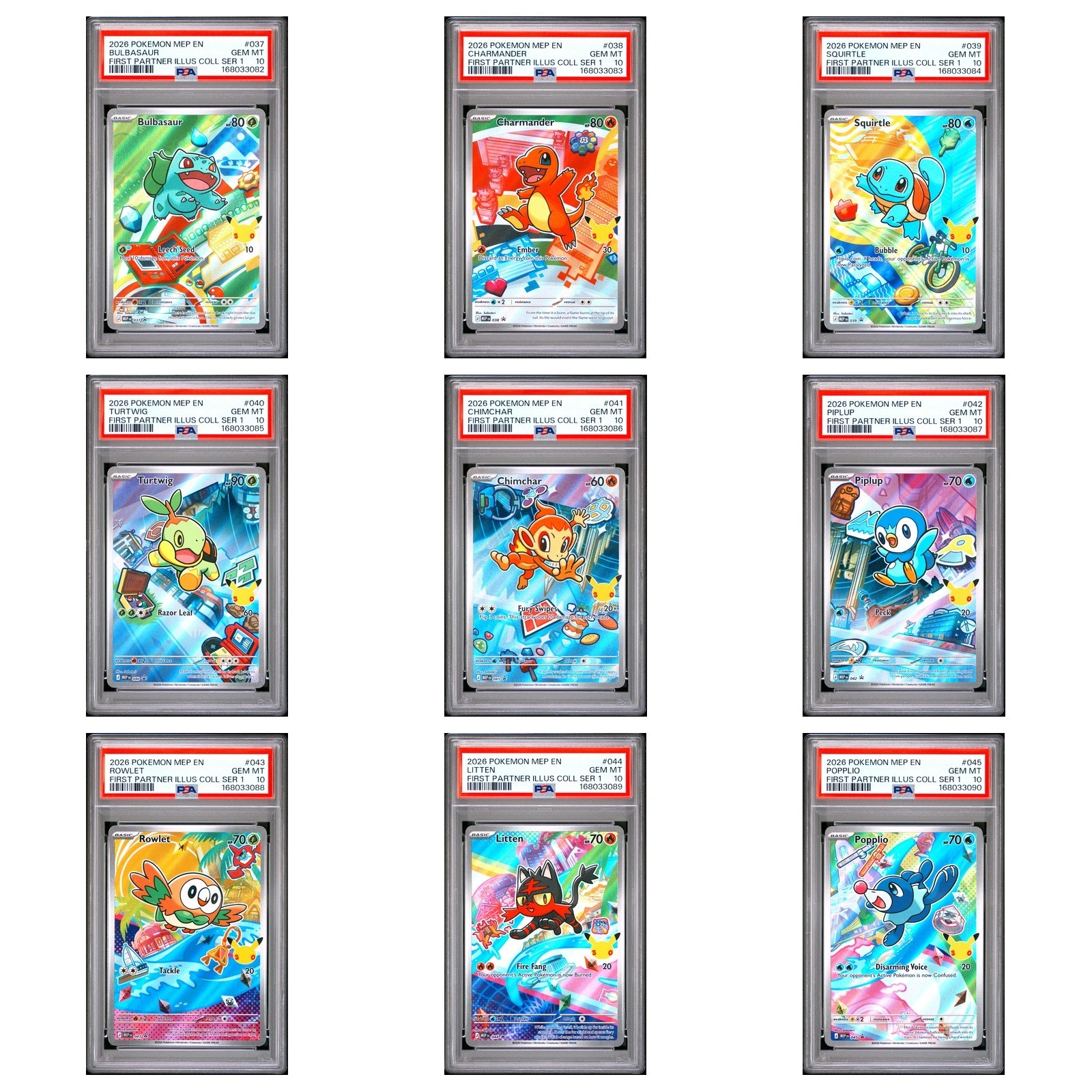 PSA 10 SEQUENTIAL SET Pokemon First Partner Illustration Series 1 Collection