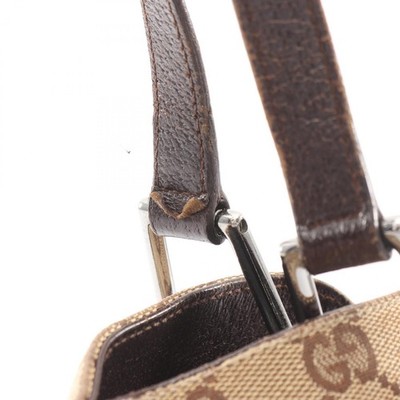 GUCCI GG canvas Shoulder Handbag 121023 leather Beige Brown Used