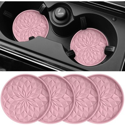 Car Coasters for Cup Holders - 4 Pack Silicone Auto Mug Mats