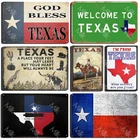 God Bless Texas Retro Tin Metal Signs 8x12 Vintage Texas State Flag Texans Lone